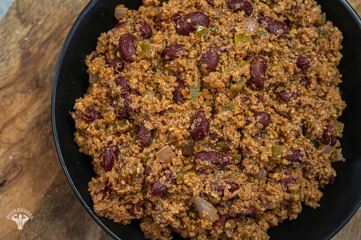 Quick Cajun Style Red Beans & Quinoa With Walnut Meat