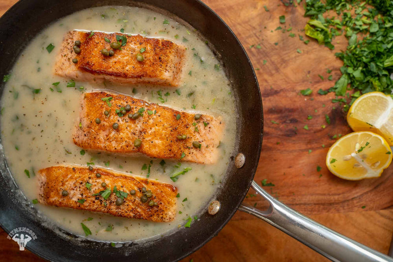 Salmon In Lemon Caper Sauce With Bok Choy